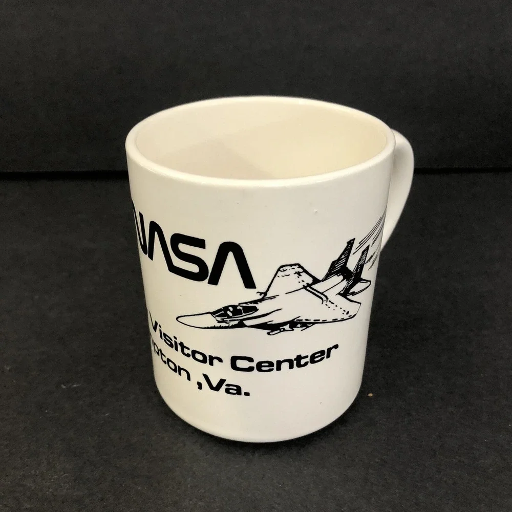Vintage NASA Langley Visitor Center Hampton VA Coffee Mugs Cups Space Set of 2